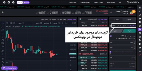 گزینه های موجود برای خرید ارز دیجیتال در نوبیتکس