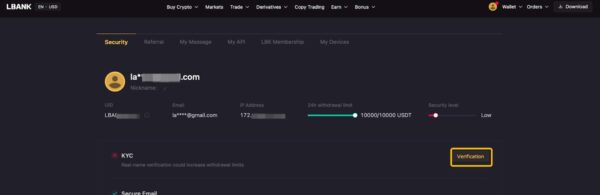 صرافی ال بانک (Lbank) چیست؟ + آموزش ثبت نام و ترید 12 ورود به بخش امنیت صرافی ال بانک
