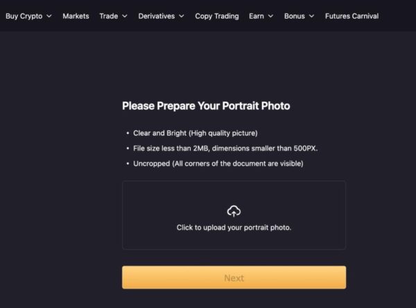 صرافی ال بانک (Lbank) چیست؟ + آموزش ثبت نام و ترید 19 آپلود عکسی از خود در صرافی ال بانک