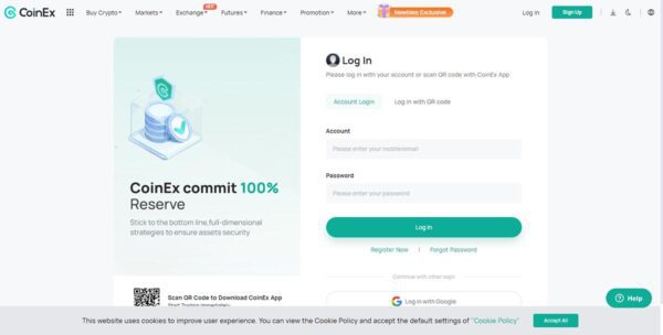 ورود به صرافی کوینکس