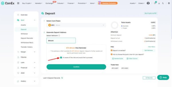 واریز به صرافی کوینکس
