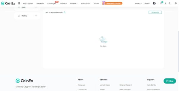 واریز به صرافی Coinex