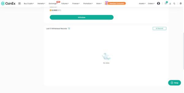 فروش ارز دیجیتال در Coinex