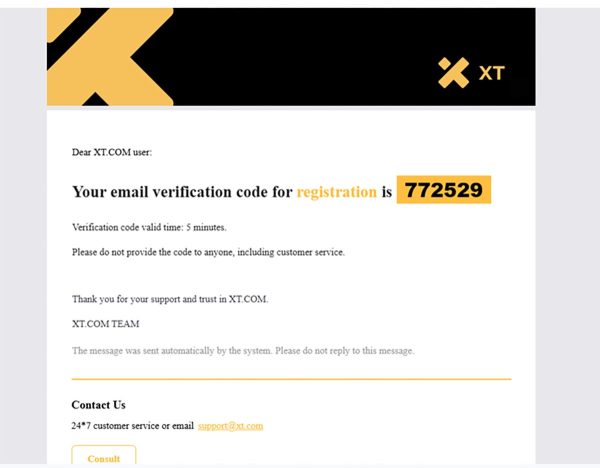 صرافی XT (ایکس تی): معرفی + نقد و بررسی کامل 6 ایمیل تایید صرافی XT