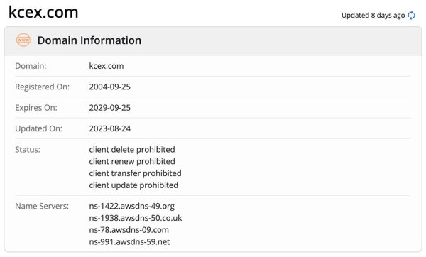 صرافی KCEX: معرفی + نقد و بررسی کامل 4 اطلاعات WHOIS دامنه صرافی KCEX