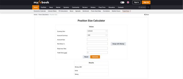 6 تا از بهترین ماشین حساب فارکس که رایگان هستند! 3 ماشین حساب Myfxbook