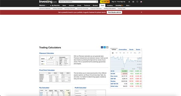 6 تا از بهترین ماشین حساب فارکس که رایگان هستند! 7 ماشین حساب Investing.com، جزو بهترین ماشین حساب فارکس