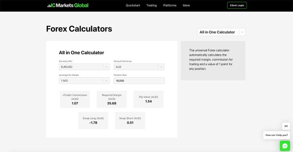 6 تا از بهترین ماشین حساب فارکس که رایگان هستند! 8 ماشین حساب IC Markets
