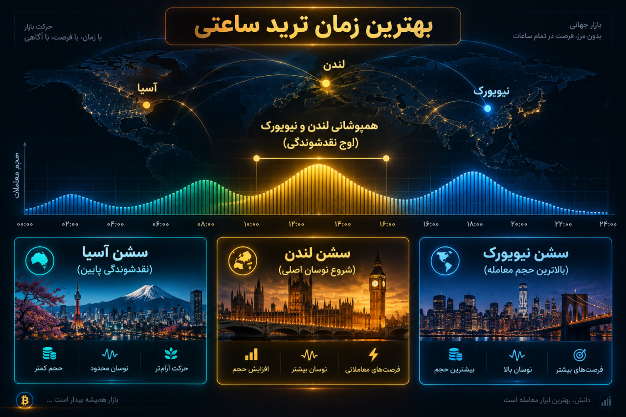 بهترین ارز برای ترید ساعتی 4 نمودار خط زمانی سشنهای معاملاتی لندن و نیویورک و اوج نقدشوندگی بازار رمزارز