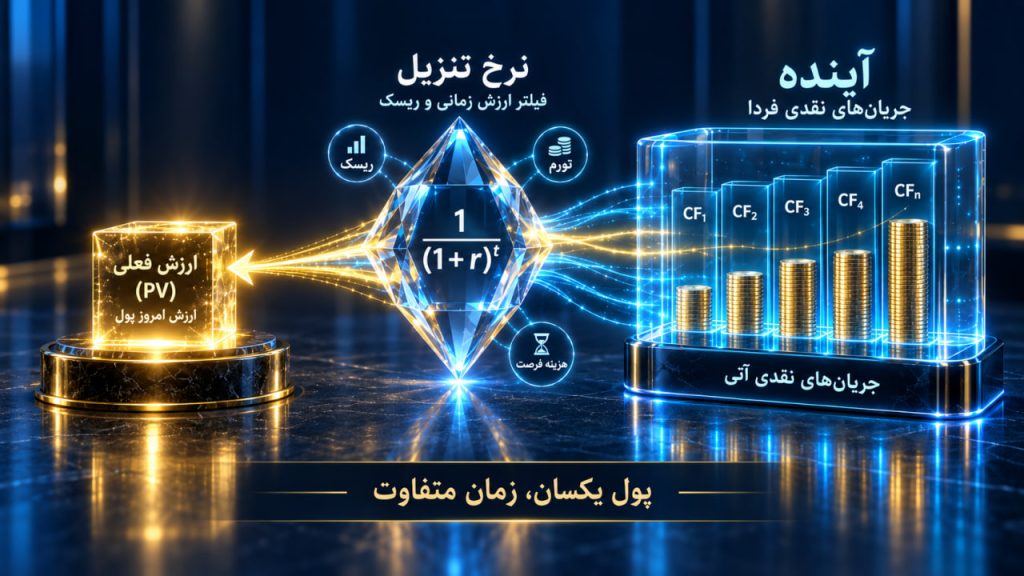 مفهوم نرخ تنزیل در سرمایه گذاری و تبدیل جریان نقدی آینده به ارزش فعلی