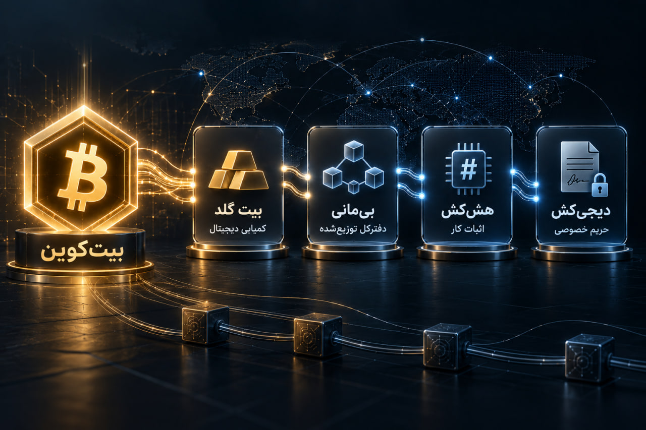 تاریخچه بیت کوین؛ داستان پیدایش و مهمترین رویدادها 2 اینفوگرافیک مقایسه پروتکلهای پیش از بیت کوین شامل دیجیکش، هشکش، بیمانی و بیت گلد